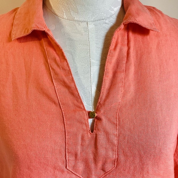 Ellen Tracy orange linen blouse SIZE M - Picture 5 of 11